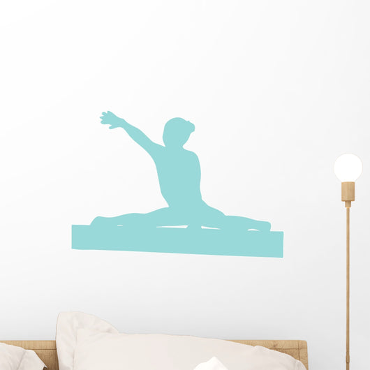 Gymnastics Silhouette Balance Beam Final - Light Blue Wall Decal