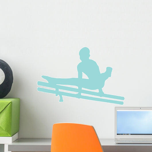 Gymnastics Silhouette Double Parallel Bars - Light Blue Wall Decal