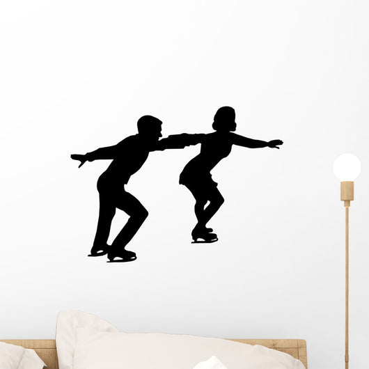 Ice Skating Couple Silhouette Wall Decal