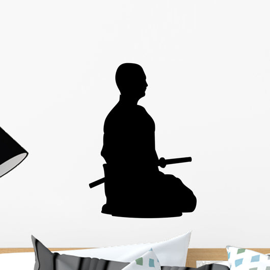 Meditating Samurai Silhouette Wall Decal