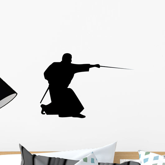 Stabbing Samurai Silhouette Wall Decal