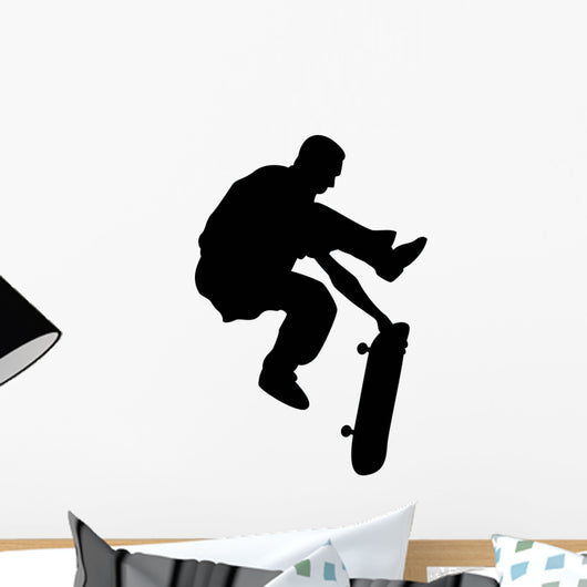 One-handed Skate Boarding Silhouette Wall Decal