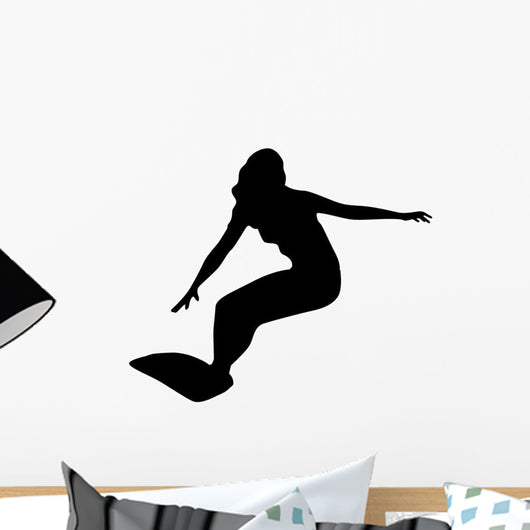 Female Surfer Surfing Wall Decal