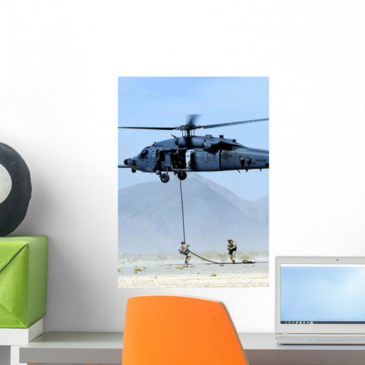 Pararescuemen Descend from Hh-60 Wall Decal