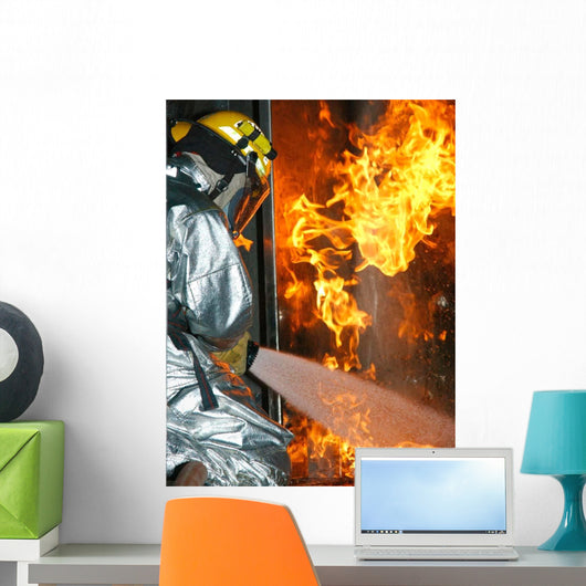 Firefighter Extinguishes Simulated Structural Wall Decal