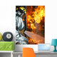 Firefighter Extinguishes Simulated Structural Wall Decal