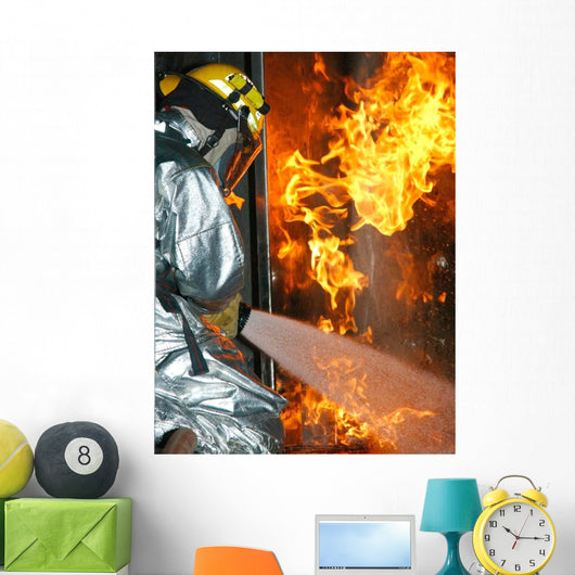 Firefighter Extinguishes Simulated Structural Wall Decal