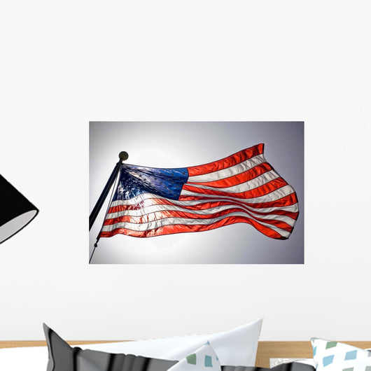 American Flag Flies Prominently Wall Decal
