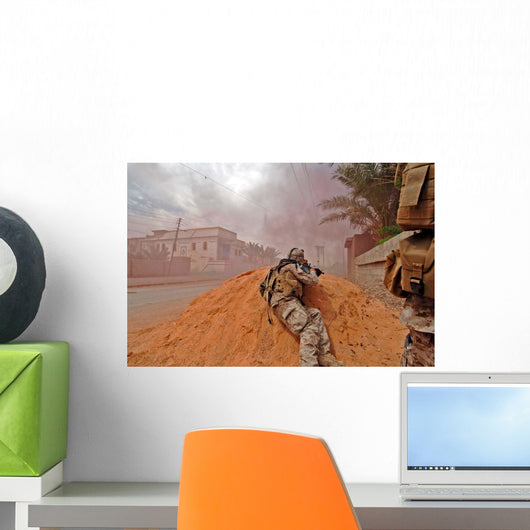 Soldier Lays down Vicious Wall Decal