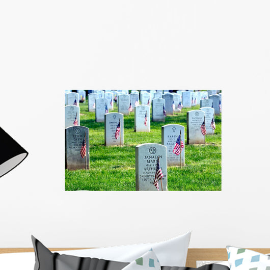 American Flags Placed Front Wall Decal