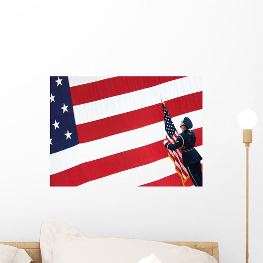 Airman Posts American Flag Wall Decal