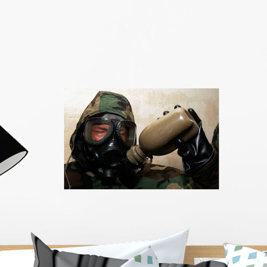 Marine Drinks Water from Wall Decal