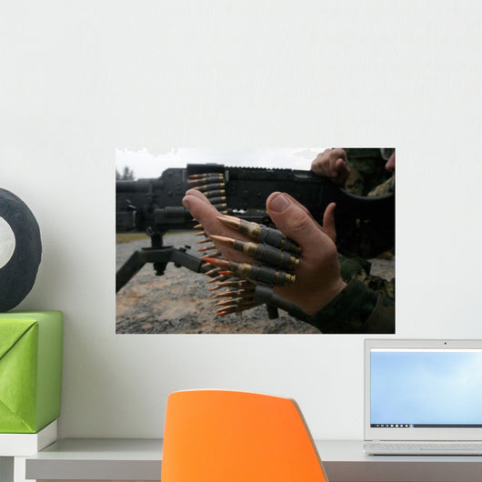 Marines Prepare M-240g Medium Wall Decal