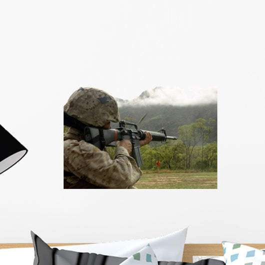 Marine Conducts Drills with Wall Decal