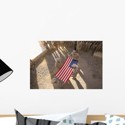 Marines Fold American Flag Wall Decal Design 1