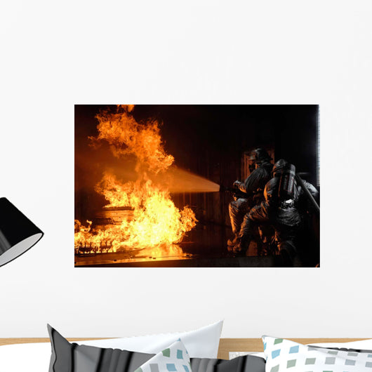 Firefighters Extinguish Simulated Battery Wall Decal