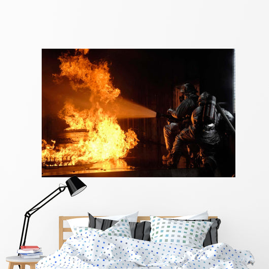 Firefighters Extinguish Simulated Battery Wall Decal