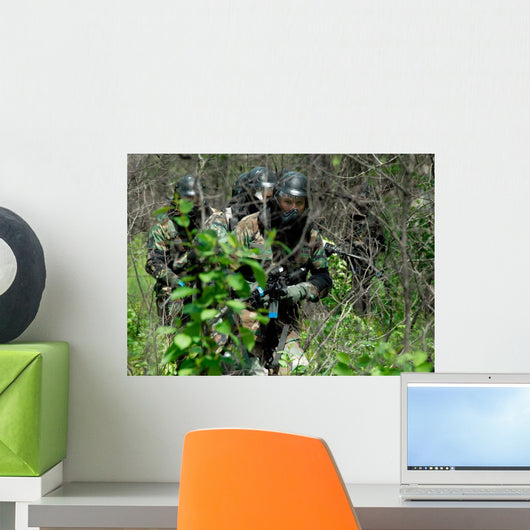 Soldiers Walking through Brush Wall Decal