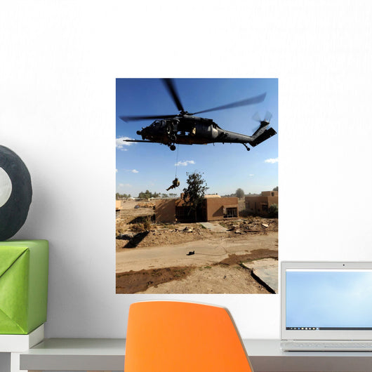 Pararescueman Rappels from Hh-60 Wall Decal Design 2