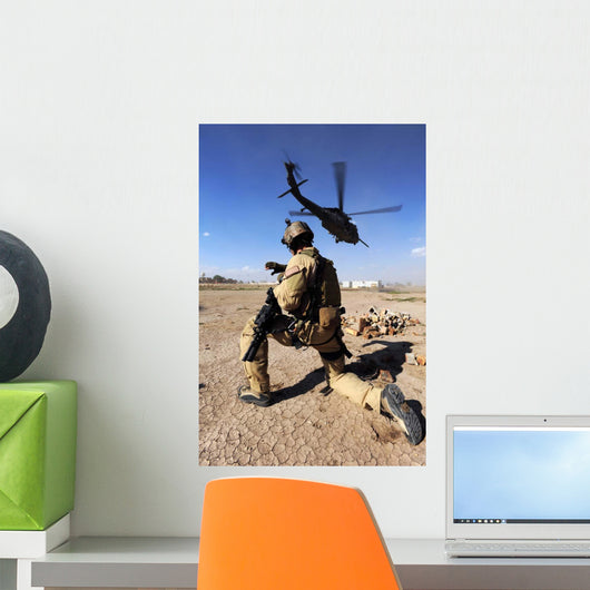 Soldier Conducts Security for Wall Decal