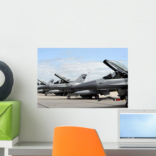 F-16 Fighting Falcons Await Wall Decal