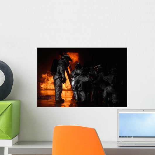 Firefighters Extinguish Simulated Cargo Wall Decal Design 1