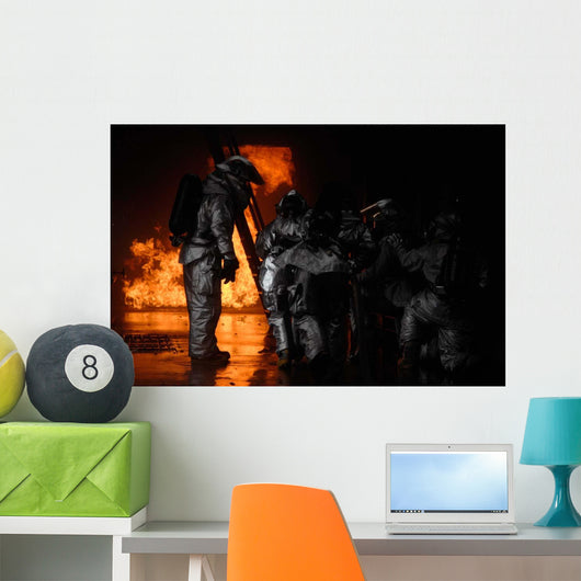 Firefighters Extinguish Simulated Cargo Wall Decal Design 1