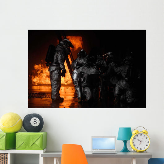 Firefighters Extinguish Simulated Cargo Wall Decal Design 1