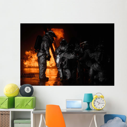 Firefighters Extinguish Simulated Cargo Wall Decal Design 1