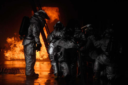 Firefighters Extinguish Simulated Cargo Wall Decal Design 1