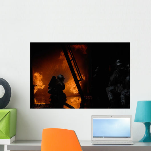 Firefighters Extinguish Simulated Cargo Wall Decal Design 4