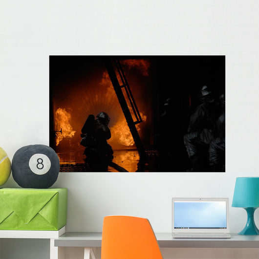Firefighters Extinguish Simulated Cargo Wall Decal Design 4