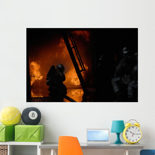 Firefighters Extinguish Simulated Cargo Wall Decal Design 4