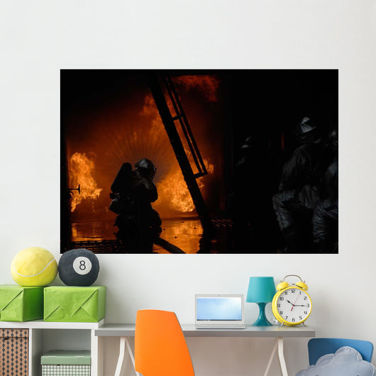 Firefighters Extinguish Simulated Cargo Wall Decal Design 4