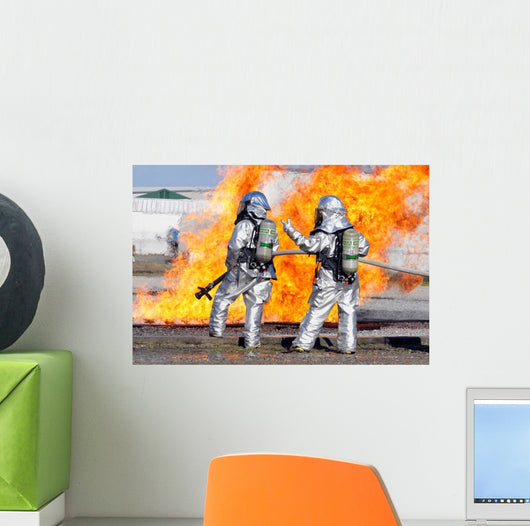 Firefighters Battle Simulated Fire Wall Decal