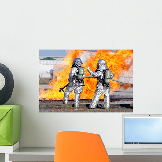 Firefighters Battle Simulated Fire Wall Decal