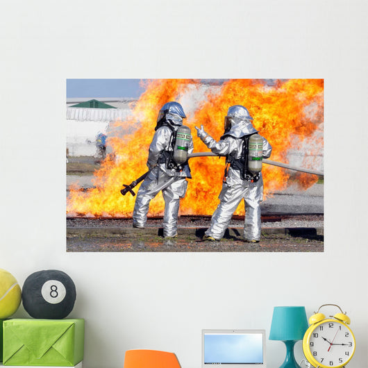 Firefighters Battle Simulated Fire Wall Decal