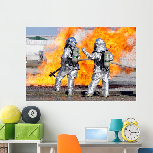 Firefighters Battle Simulated Fire Wall Decal