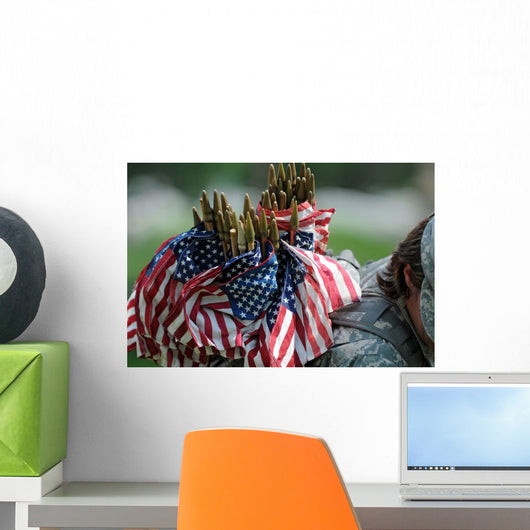 Army Soldier's Backpack Overflows Wall Decal