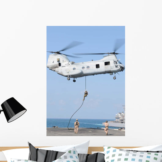 Soldiers Fast Rope from Wall Decal