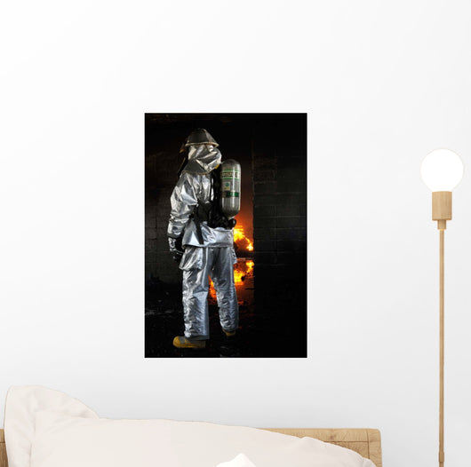 Firefighter Waits for Fire Wall Decal