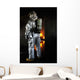 Firefighter Waits for Fire Wall Decal