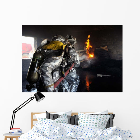 Firefighters Extinguish Fire Training Wall Decal