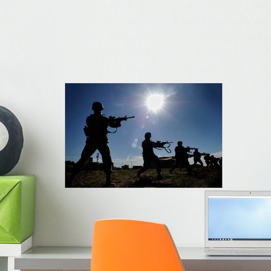 Us Airmen Practice Rifle-fighting Wall Decal