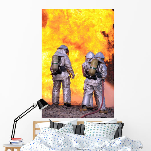 Firefighters Extinguish Aircraft Fire Wall Decal