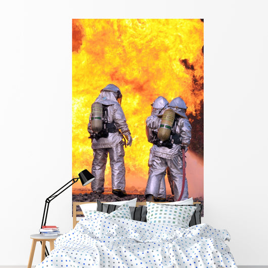 Firefighters Extinguish Aircraft Fire Wall Decal