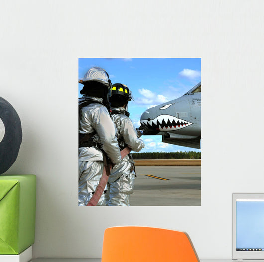 Firefighters Deploy Fire Hose Wall Decal