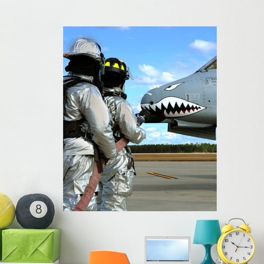 Firefighters Deploy Fire Hose Wall Decal