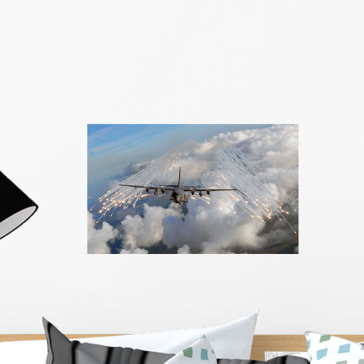 Ac-130u Gunship Jettisons Flares Wall Decal