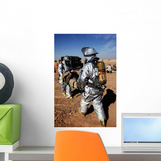Firefighters Move Casualty to Wall Decal